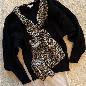 White Birch Black Sweater with dramatic sleeves